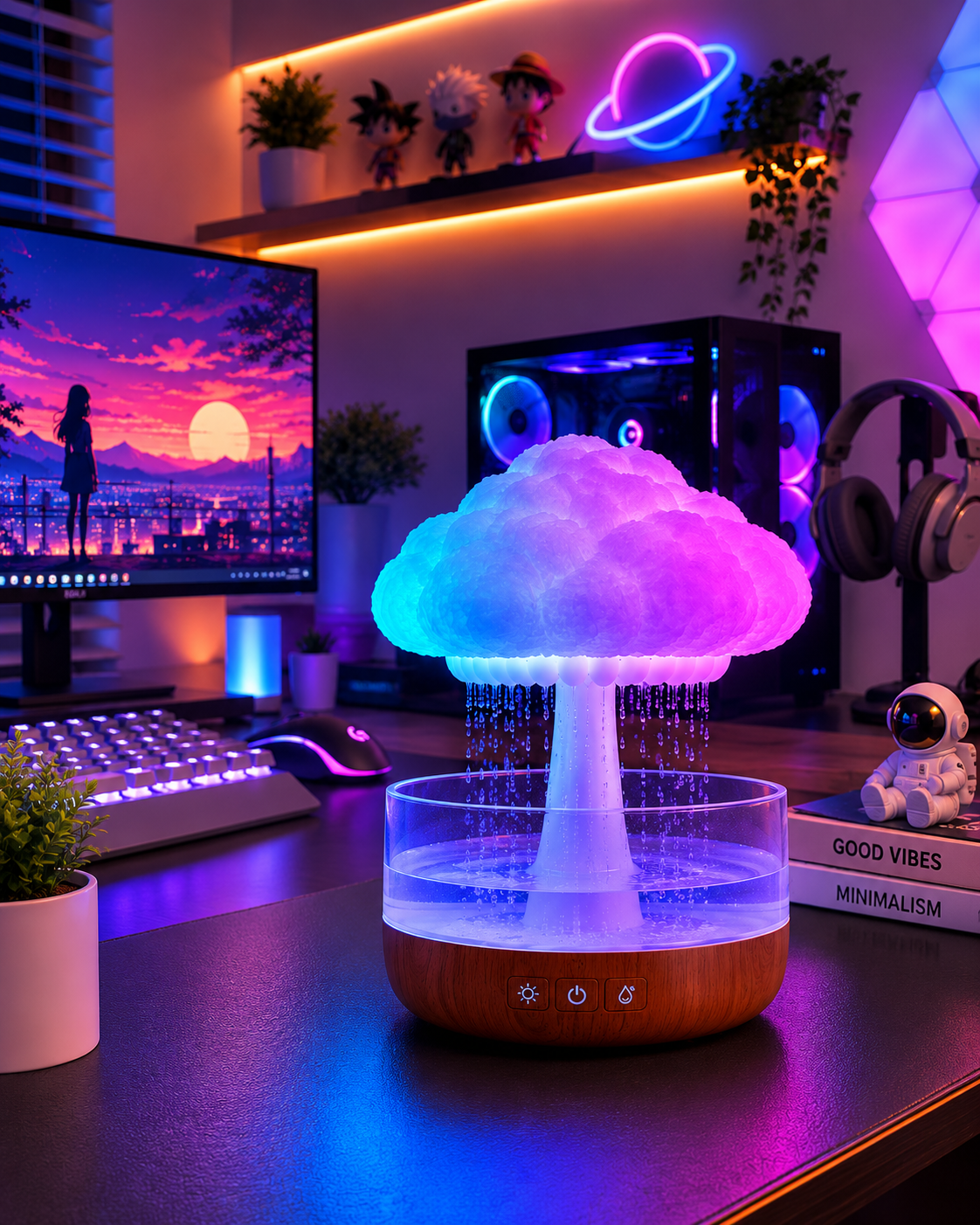 ☁️ RainCloud™ – Humidificateur Nuage de Pluie LED Relaxant
